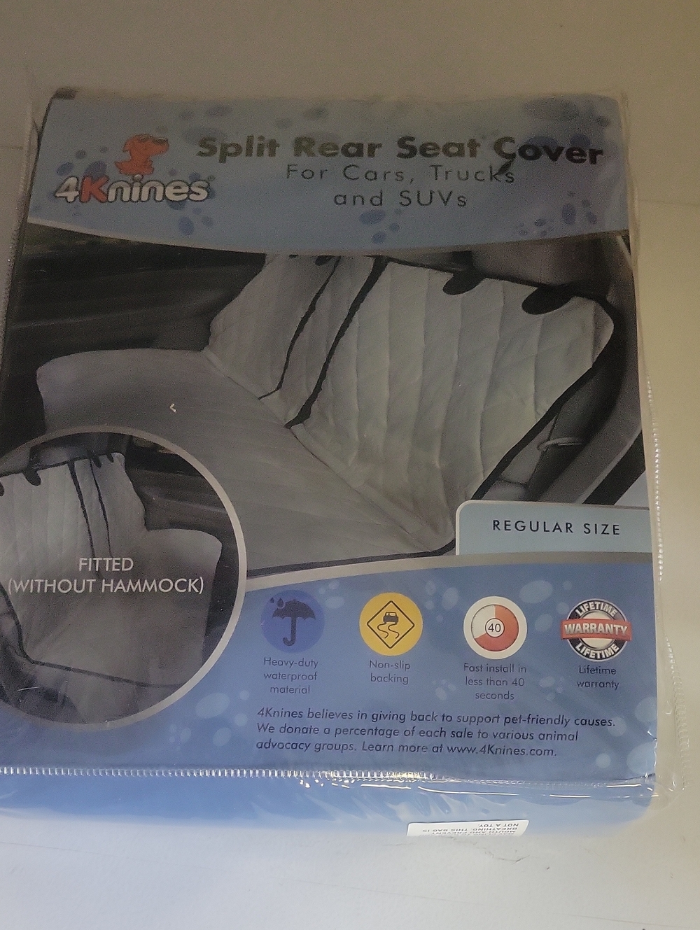 Gray Split Rear Seat Cover for Cars, Trucks and SUVs